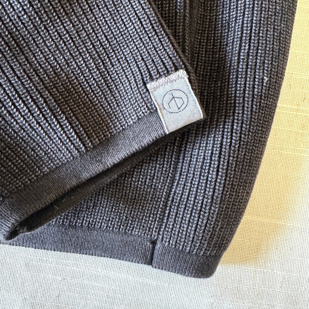 Rag & Bone Full Zip Sweater $398 Charcoal Grey Elbow Patches Mock Neck - Picture 4 of 8